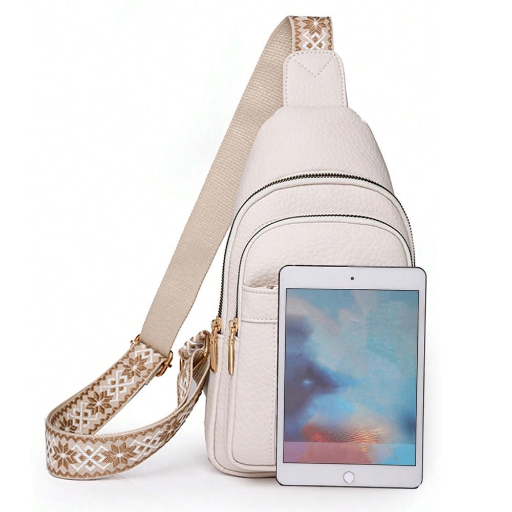 Luxe Pebbled Vegan Leather Zip up Crossbody Shoulder Bag - Picture 2 of 10
